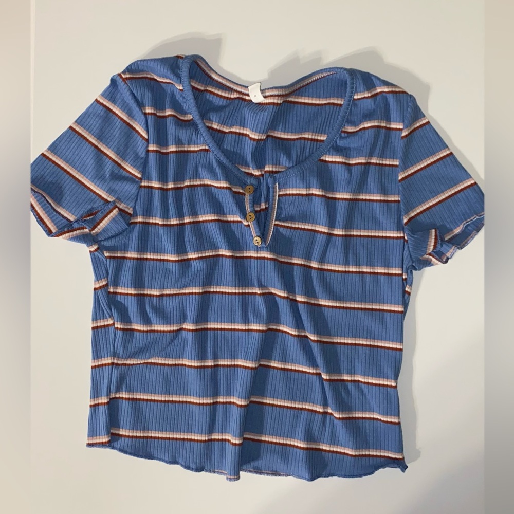 Striped Button Top